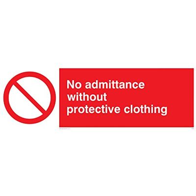 Vikingskyltar PA46-L31-V "No Admittance Without Protective Clothing" skylt, vinyl, 100 mm H x 300 mm B Vikingskyltar PA46-L31-V "No Admittance Without Protective Clothing" skylt, vinyl, 100 mm H x 300 mm B