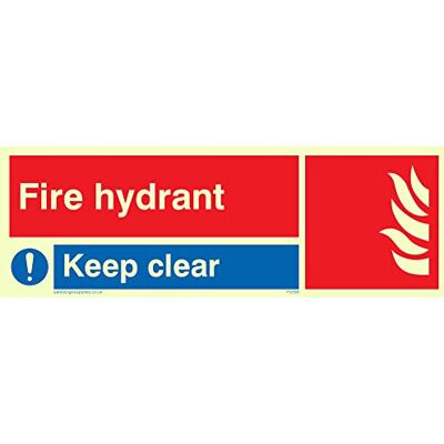 Viking FV356-L15-PV "Fire Hydrant, Keep Clear", foto självlysande vinylklistermärke, 150 mm H x 50 mm B Viking FV356-L15-PV "Fire Hydrant, Keep Clear", foto självlysande vinylklistermärke, 150 mm H x 50 mm B