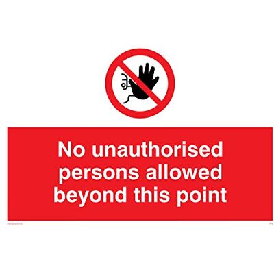 Vikingskyltar "No Obehöriga Persons Allowed Beyond This Point"-skylt, vinyl, 200 mm H x 300 mm W, Röd, 1 Vikingskyltar "No Obehöriga Persons Allowed Beyond This Point"-skylt, vinyl, 200 mm H x 300 mm W, Röd, 1
