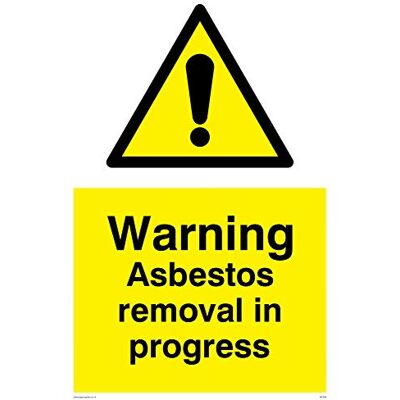 Viking WC488-A4P-3M "Warning Asbestos Removal in Progress"-skylt, 3 mm styv plast, 300 mm H x 200 mm B Viking WC488-A4P-3M "Warning Asbestos Removal in Progress"-skylt, 3 mm styv plast, 300 mm H x 200 mm B