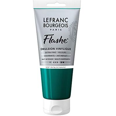 Lefranc Bourgeois 300588 Flashe akrylfärg och vinylfärg, högpigmenterad, elastisk, ljusäkta, åldringsbeständig, matt, för inomhus- och utomhusbruk, 80 ml rör – ftalocyaninggrön Lefranc Bourgeois 300588 Flashe akrylfärg och vinylfärg, högpigmenterad, elastisk, ljusäkta, åldringsbeständig, matt, för inomhus- och utomhusbruk, 80 ml rör – ftalocyaninggrön