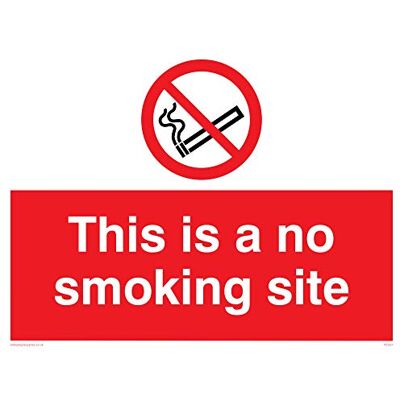 Viking PC537-A1L-3M"This Is A No Smoking Site"-skylt, 3 mm styv plast, 600 mm H x 800 mm B Viking PC537-A1L-3M"This Is A No Smoking Site"-skylt, 3 mm styv plast, 600 mm H x 800 mm B