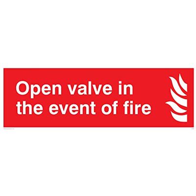 Viking FV368-L62-V "Open Valve In The Event Of Fire", skylt, vinyl/klistermärke, 600 mm H x 200 mm B Viking FV368-L62-V "Open Valve In The Event Of Fire", skylt, vinyl/klistermärke, 600 mm H x 200 mm B
