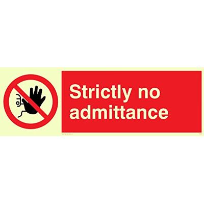 Viking PA28-L62-PV "Strictly No Admittance"-skylt, fotoluminescerande klistermärke, 200 mm H x 600 mm B Viking PA28-L62-PV "Strictly No Admittance"-skylt, fotoluminescerande klistermärke, 200 mm H x 600 mm B