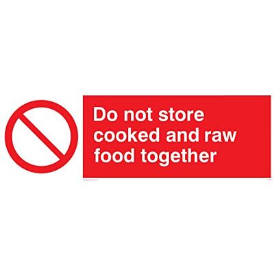 Vikingskyltar PH208-L31-3M "Do not store cooked and Raw Food Together" skylt, 3 mm styv plast, 100 mm H x 300 mm B Vikingskyltar PH208-L31-3M "Do not store cooked and Raw Food Together" skylt, 3 mm styv plast, 100 mm H x 300 mm B