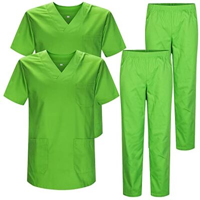 MISEMIYA Förpackning * 2 st Uniformer unisex skrubb set medicinsk uniform med skrubbtopp och byxor Ref.2-8178, Äppelgrön 22, M MISEMIYA Förpackning * 2 st Uniformer unisex skrubb set medicinsk uniform med skrubbtopp och byxor Ref.2-8178, Äppelgrön 22, M