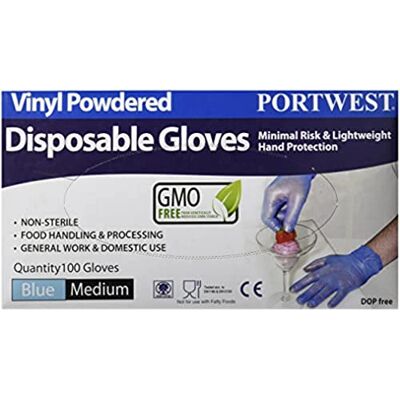 Portwest A900 Pudrad Vinyl Engångs Handske, Regelbunden, Storlek L, Klar Portwest A900 Pudrad Vinyl Engångs Handske, Regelbunden, Storlek L, Klar