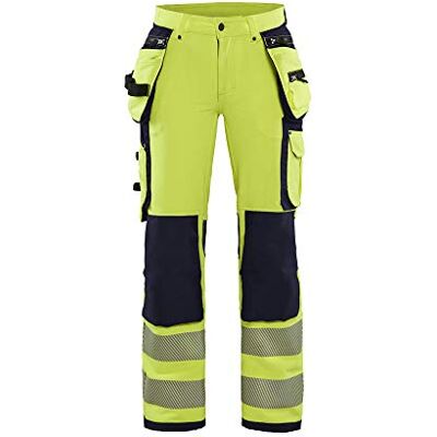 Blåkläder Blaklader 719716423389C46 dam 4-vägs stretch hi-vis byxor, hög visselgul/marinblå, storlek C46 Blåkläder Blaklader 719716423389C46 dam 4-vägs stretch hi-vis byxor, hög visselgul/marinblå, storlek C46