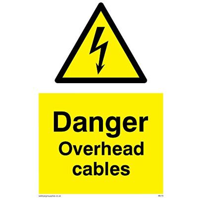 Viking WE73-A6P-V "Danger Overhead Cables"-skylt, vinyl, 150 mm H x 100 mm B Viking WE73-A6P-V "Danger Overhead Cables"-skylt, vinyl, 150 mm H x 100 mm B