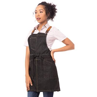 Chef Works Arbetsförkläde för män, Black W/Desert Sand Suspenders, en storlek Chef Works Arbetsförkläde för män, Black W/Desert Sand Suspenders, en storlek