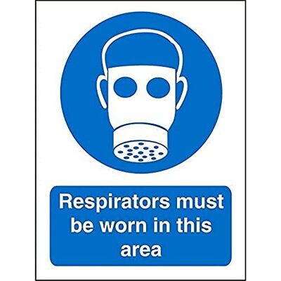 SECO Respirators Must Be Wear In This Area Sign 1mm Semi styv plast 200mm x 300mm SECO Respirators Must Be Wear In This Area Sign 1mm Semi styv plast 200mm x 300mm