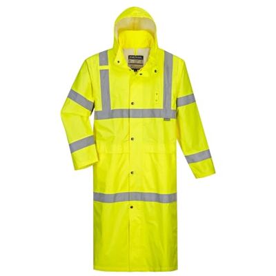 Portwest H445YERS serien H445 Hi-Vis klassisk vattentät lång regnkappa, vanlig, storlek: Liten, gul Portwest H445YERS serien H445 Hi-Vis klassisk vattentät lång regnkappa, vanlig, storlek: Liten, gul