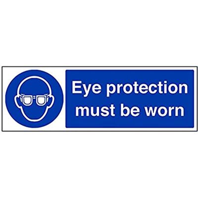 VSafety ögonskydd måste bäras PPE-skylt – 450 mm x 150 mm – självhäftande vinyl VSafety ögonskydd måste bäras PPE-skylt – 450 mm x 150 mm – självhäftande vinyl