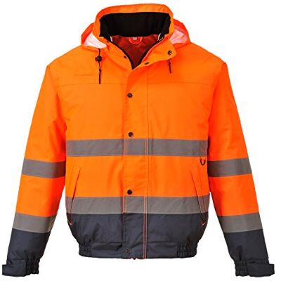 Portwest S266ONRM Hi-Vis tvåfärgad bomberjacka, vanlig, storlek medium, orange/marinblå Portwest S266ONRM Hi-Vis tvåfärgad bomberjacka, vanlig, storlek medium, orange/marinblå