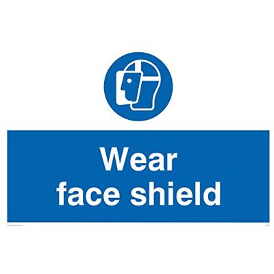 Viking MP288-A2L-3M "Wear Face Shield" skylt, 3 mm styv plast, 400 mm H x 600 mm B Viking MP288-A2L-3M "Wear Face Shield" skylt, 3 mm styv plast, 400 mm H x 600 mm B