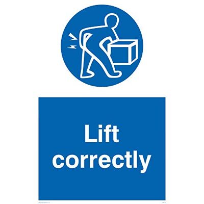 Viking MV314-A2P-V "Lift Correctly" skylt, vinyl, 600 mm H x 400 mm B Viking MV314-A2P-V "Lift Correctly" skylt, vinyl, 600 mm H x 400 mm B