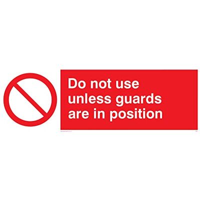 Viking PM37-L31-1M"Don't Use Unless Guards Are In Position", 1 mm halvstyv plast, 100 mm H x 300 mm B Viking PM37-L31-1M"Don't Use Unless Guards Are In Position", 1 mm halvstyv plast, 100 mm H x 300 mm B