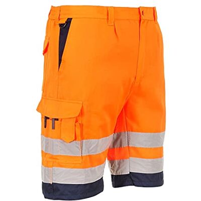 Portwest E043 Hi-Vis Polyester/Bomull Kort Byxa, Regelbunden, Storlek 2XL, Orange/Marinblå Portwest E043 Hi-Vis Polyester/Bomull Kort Byxa, Regelbunden, Storlek 2XL, Orange/Marinblå