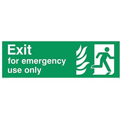 Viking skyltar SG693-L62-1M "Exit For Emergency Use Only" Running Man höger skylt, 1 mm halvstyv plast, 200 mm H x 600 mm B Viking skyltar SG693-L62-1M "Exit For Emergency Use Only" Running Man höger skylt, 1 mm halvstyv plast, 200 mm H x 600 mm B