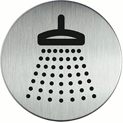 Durable 493823 symbolskylt "Dusch", Ø 83mm, silverfärgad Durable 493823 symbolskylt "Dusch", Ø 83mm, silverfärgad