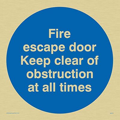 Viking MA225-S15-GV "Fire Escape Door Keep Clear Of Obstruction At All Times"-skylt, guldvinyl, 150 mm H x 150 mm B Viking MA225-S15-GV "Fire Escape Door Keep Clear Of Obstruction At All Times"-skylt, guldvinyl, 150 mm H x 150 mm B