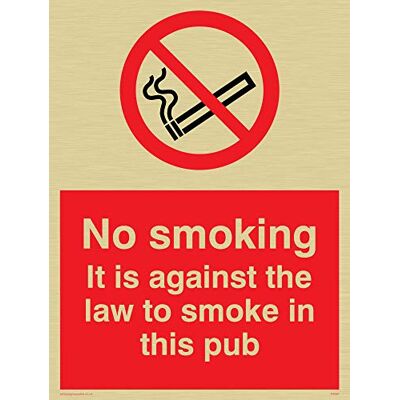 Vikingskyltar PS987-A5P-G "No Smoking. Det står emot lagen att röka i denna pub" skylt, plast, styvt guld, 200 mm H x 150 mm B Vikingskyltar PS987-A5P-G "No Smoking. Det står emot lagen att röka i denna pub" skylt, plast, styvt guld, 200 mm H x 150 mm B