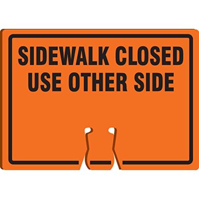 Accuform Skyltar FBC771 plast trafikkon topp varningsskylt, legend"Sidewalk Closed USE Other Side", 10 tum längd x 14 tum bredd x 0,060 tum, svart på orange Accuform Skyltar FBC771 plast trafikkon topp varningsskylt, legend"Sidewalk Closed USE Other Side", 10 tum längd x 14 tum bredd x 0,060 tum, svart på orange