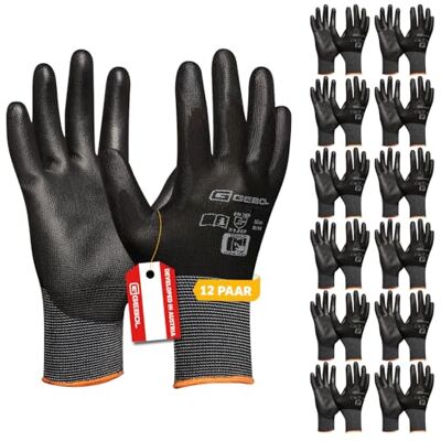 Gebol Micro Flex Touch – Arbetshandskar för arbete med pekskärm – skyddshandskar för män – storlek XXL (Gr 11) – svart – 12 par multipack Gebol Micro Flex Touch – Arbetshandskar för arbete med pekskärm – skyddshandskar för män – storlek XXL (Gr 11) – svart – 12 par multipack