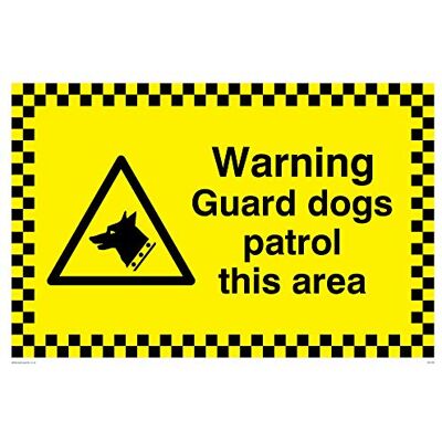 Viking WC508-A2L-V"Warning Guard Dogs Patrol This Area" skylt, vinyl, 400 mm H x 600 mm B Viking WC508-A2L-V"Warning Guard Dogs Patrol This Area" skylt, vinyl, 400 mm H x 600 mm B