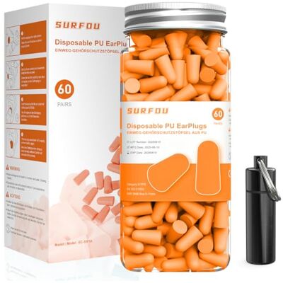 SURFOU Öronproppar för Sömn 60 Par, 38 dB Bullerdämpning, Återanvändbara & Miljövänliga, Bekväm Passform för Sidosovare, Perfekt för Resor, Sömn & Studier, Tangerine SURFOU Öronproppar för Sömn 60 Par, 38 dB Bullerdämpning, Återanvändbara & Miljövänliga, Bekväm Passform för Sidosovare, Perfekt för Resor, Sömn & Studier, Tangerine