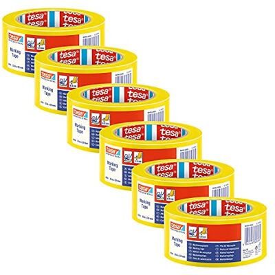 tesa 60760 golvmarkeringstejp av mjuk PVC – varningstejp för tillfällig identifiering av arbetsyta, perfekt för inomhusbruk – gul – 33 m x 5 cm vardera 6-pack tesa 60760 golvmarkeringstejp av mjuk PVC – varningstejp för tillfällig identifiering av arbetsyta, perfekt för inomhusbruk – gul – 33 m x 5 cm vardera 6-pack