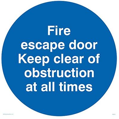 Vikingskyltar MA225-S40-V "Fire Escape Door Keep Clear Of Obstruction" At All Times" skylt, vinyl, 400 mm H x 400 mm B Vikingskyltar MA225-S40-V "Fire Escape Door Keep Clear Of Obstruction" At All Times" skylt, vinyl, 400 mm H x 400 mm B