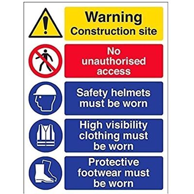VSafety Multirisk Site Safety High Viz varningsskylt – 300 mm x 400 mm – 1 mm styv plast VSafety Multirisk Site Safety High Viz varningsskylt – 300 mm x 400 mm – 1 mm styv plast
