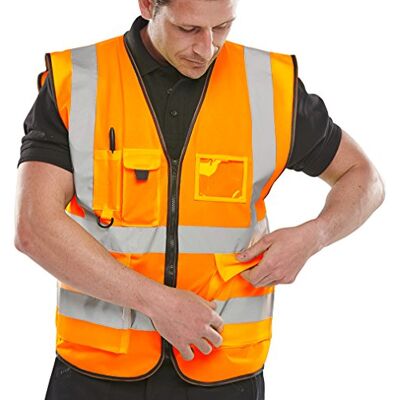 Beeswift EXECUTIVE HI VIZ WAISTCOAT, L, Orange, 1 Beeswift EXECUTIVE HI VIZ WAISTCOAT, L, Orange, 1
