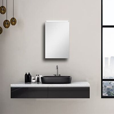 Talos Mirage Spegelskåp 40 x 60 cm – spegelskåp badrum med LED-belysning – högkvalitativ aluminiumkropp – badrumsspegelskåp med neutral vit ljusfärg Talos Mirage Spegelskåp 40 x 60 cm – spegelskåp badrum med LED-belysning – högkvalitativ aluminiumkropp – badrumsspegelskåp med neutral vit ljusfärg