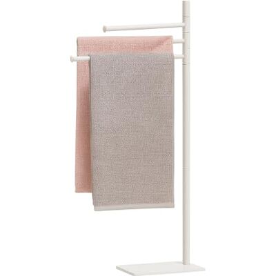 Relaxdays handduksställ, H x B x D: 83 x 33,5 x 14 cm, rostfritt stål, 2 rörliga stänger, stående handdukshållare, vit Relaxdays handduksställ, H x B x D: 83 x 33,5 x 14 cm, rostfritt stål, 2 rörliga stänger, stående handdukshållare, vit