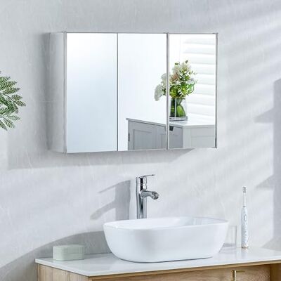Bath Vida Tiano badrumsskåp trippel spegel väggmonterad rostfritt stål modernt förvaringsskåp Bath Vida Tiano badrumsskåp trippel spegel väggmonterad rostfritt stål modernt förvaringsskåp
