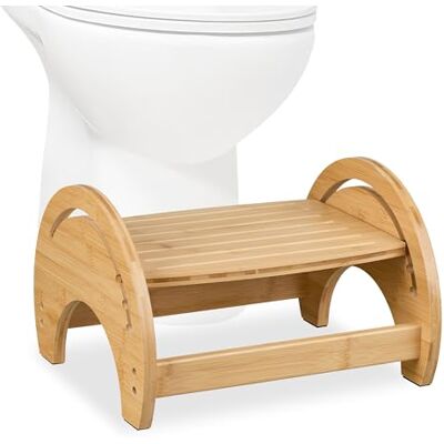 Relaxdays Toalettpall för badrum, justerbar toalettpall för vuxna, H x B x D: 23 x 36 x 32 cm, bambu, naturlig, gummi Relaxdays Toalettpall för badrum, justerbar toalettpall för vuxna, H x B x D: 23 x 36 x 32 cm, bambu, naturlig, gummi