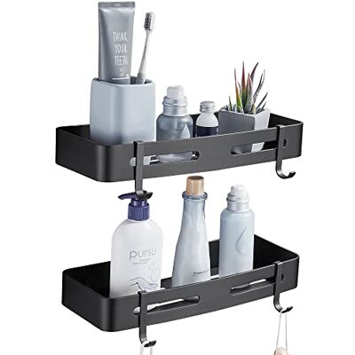 Hoomtaook Duschhylla utan borrning duschhylla svart badrum hylla badrumshylla aluminium duschkorg badrum arrangör badrumstillbehör duschkorgar & duschhyllor 2 stycken med krokar svart Hoomtaook Duschhylla utan borrning duschhylla svart badrum hylla badrumshylla aluminium duschkorg badrum arrangör badrumstillbehör duschkorgar & duschhyllor 2 stycken med krokar svart