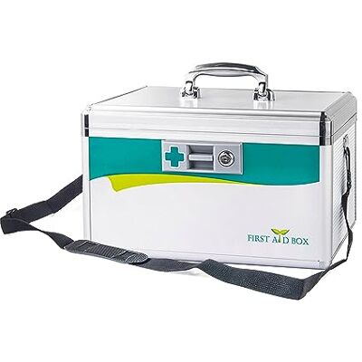 TUKA-i-AKUT 2 x 17 L låsbar medicinlåda, barnsäkerhet, första hjälpenlåda, medicinskåp, aluminiumlegering med handtag och bärrem, 26 x 18 x 17 cm, TKD6400-M TUKA-i-AKUT 2 x 17 L låsbar medicinlåda, barnsäkerhet, första hjälpenlåda, medicinskåp, aluminiumlegering med handtag och bärrem, 26 x 18 x 17 cm, TKD6400-M