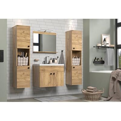 trendteam smart living – Haven – badrumsmöbler set inklusive insatshandfat – matt ek – flytande badrumsmöbler – (B x H x D) 62 x 55 x 40 cm – badrumsskåp med utbytbara dörrbeslag trendteam smart living – Haven – badrumsmöbler set inklusive insatshandfat – matt ek – flytande badrumsmöbler – (B x H x D) 62 x 55 x 40 cm – badrumsskåp med utbytbara dörrbeslag