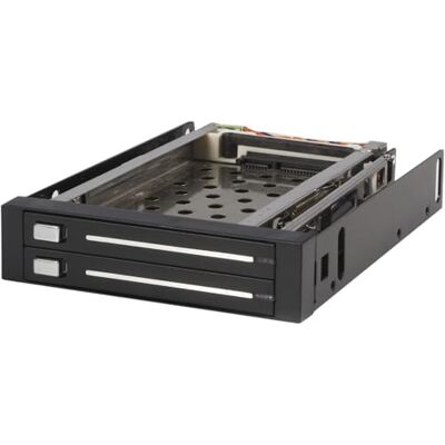 StarTech .com SATA utbytbar ram 3,5 tum axelbandslös – mobila hårddiskar minneshylla för 2 x 6,4 cm (2,5 tum) hot swap HDD i svart StarTech .com SATA utbytbar ram 3,5 tum axelbandslös – mobila hårddiskar minneshylla för 2 x 6,4 cm (2,5 tum) hot swap HDD i svart