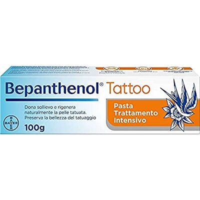 Bepanthenol Tatueringspasta Intensiv Behandling, Kräm Body Tatuering med Panthenol, Fuktgivande Tatueringskräm som skyddar, lindrar och regenererar huden, bevarar tatueringens skönhet, 100 g Bepanthenol Tatueringspasta Intensiv Behandling, Kräm Body Tatuering med Panthenol, Fuktgivande Tatueringskräm som skyddar, lindrar och regenererar huden, bevarar tatueringens skönhet, 100 g