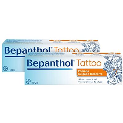 Bepanthol Tatueringskräm med pantenol, återfuktar, reparerar huden efter tatueringen och bevarar tatueringens skönhet, 2 x 100 g, utan konserveringsmedel och utan parfym Bepanthol Tatueringskräm med pantenol, återfuktar, reparerar huden efter tatueringen och bevarar tatueringens skönhet, 2 x 100 g, utan konserveringsmedel och utan parfym