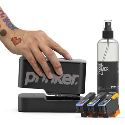 PRINKER. COLOR YOUR WAY Tillfällig tatueringskrivare Prinker S Black & Color, Anpassade tatueringsmönster på några sekunder, Kompatibel med Android och iOS, Svart och färgkosmetisk bläck ingår. PRINKER. COLOR YOUR WAY Tillfällig tatueringskrivare Prinker S Black & Color, Anpassade tatueringsmönster på några sekunder, Kompatibel med Android och iOS, Svart och färgkosmetisk bläck ingår.