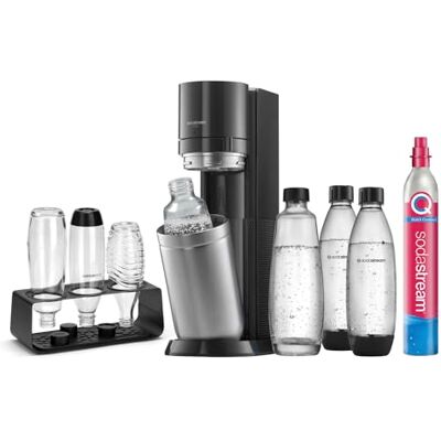 sodastream DUO komfortset med Quick-Connect CO2-cylinder inkl. 2 x 1 l glasflaska, 2 x 1 L FUSE plastflaska (diskmaskinssäkra) och dropphållare färg: titan sodastream DUO komfortset med Quick-Connect CO2-cylinder inkl. 2 x 1 l glasflaska, 2 x 1 L FUSE plastflaska (diskmaskinssäkra) och dropphållare färg: titan