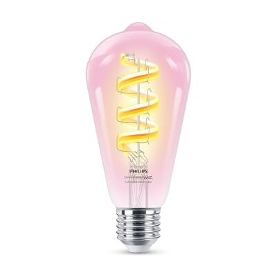 Philips Smart Lighting, Smart LED RGB ST64-lampa, E27-sockel, 470 lm, färg och justerbart vitt ljus 2 200–6 500 K, dimbar till låg nivå, ansluten via WiZ, Alexa, Google Home, Apple Home Philips Smart Lighting, Smart LED RGB ST64-lampa, E27-sockel, 470 lm, färg och justerbart vitt ljus 2 200–6 500 K, dimbar till låg nivå, ansluten via WiZ, Alexa, Google Home, Apple Home