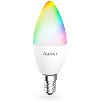 Hama Wifi ansluten glödlampa, E14 flerfärgad RGB-lampa, 2700-6 500K, smart glödlampa, matt, Alexa/Google Home glödlampa, 4,9 W, 470 lm, dimbar, comm. voc./appl Hama Wifi ansluten glödlampa, E14 flerfärgad RGB-lampa, 2700-6 500K, smart glödlampa, matt, Alexa/Google Home glödlampa, 4,9 W, 470 lm, dimbar, comm. voc./appl