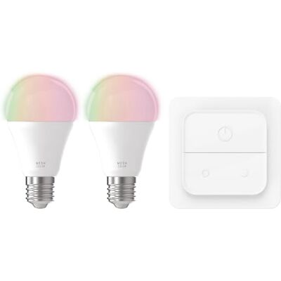 EGLO connect.z Smart-Home LED-lampor, set med 2 E27-lampor med ljusströmbrytare, ZigBee, app och Alexa-röststyrning, dimbara, varmvit-kallvit, RGB, 806 lumen, 9 watt EGLO connect.z Smart-Home LED-lampor, set med 2 E27-lampor med ljusströmbrytare, ZigBee, app och Alexa-röststyrning, dimbara, varmvit-kallvit, RGB, 806 lumen, 9 watt