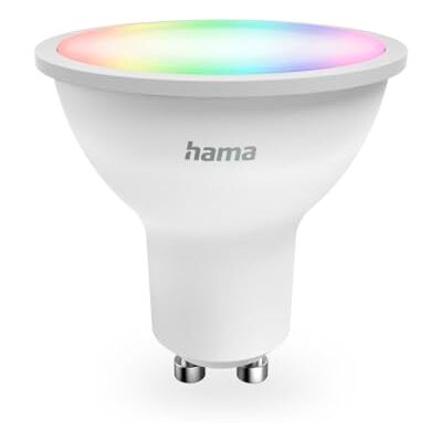 Hama Smart WLAN LED-lampa, GU10, Matter, 4,9 W, RGBW, för röst/appkontroll, vit Hama Smart WLAN LED-lampa, GU10, Matter, 4,9 W, RGBW, för röst/appkontroll, vit